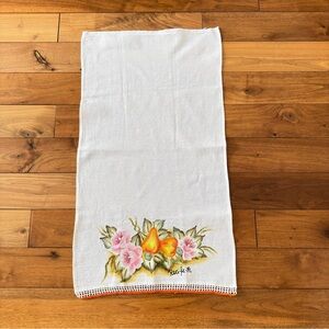 Vintage Painted Floral Tea Towel
